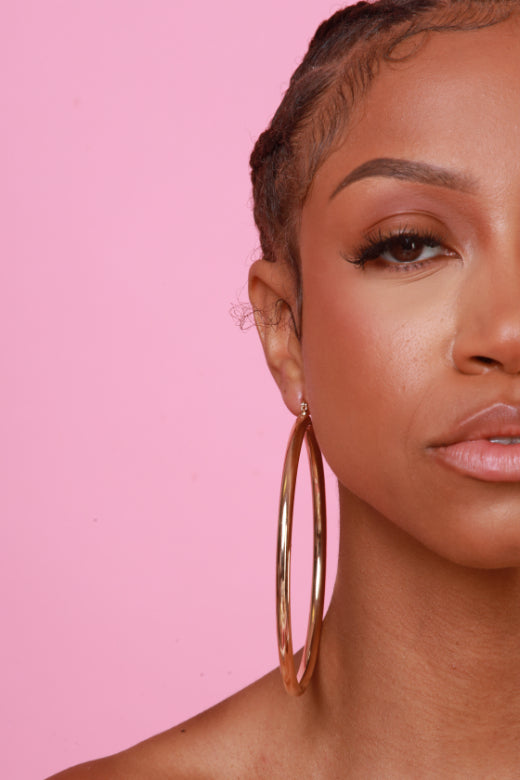 Glow Up Charm Friendly Tube Oversized Hoop Earrings